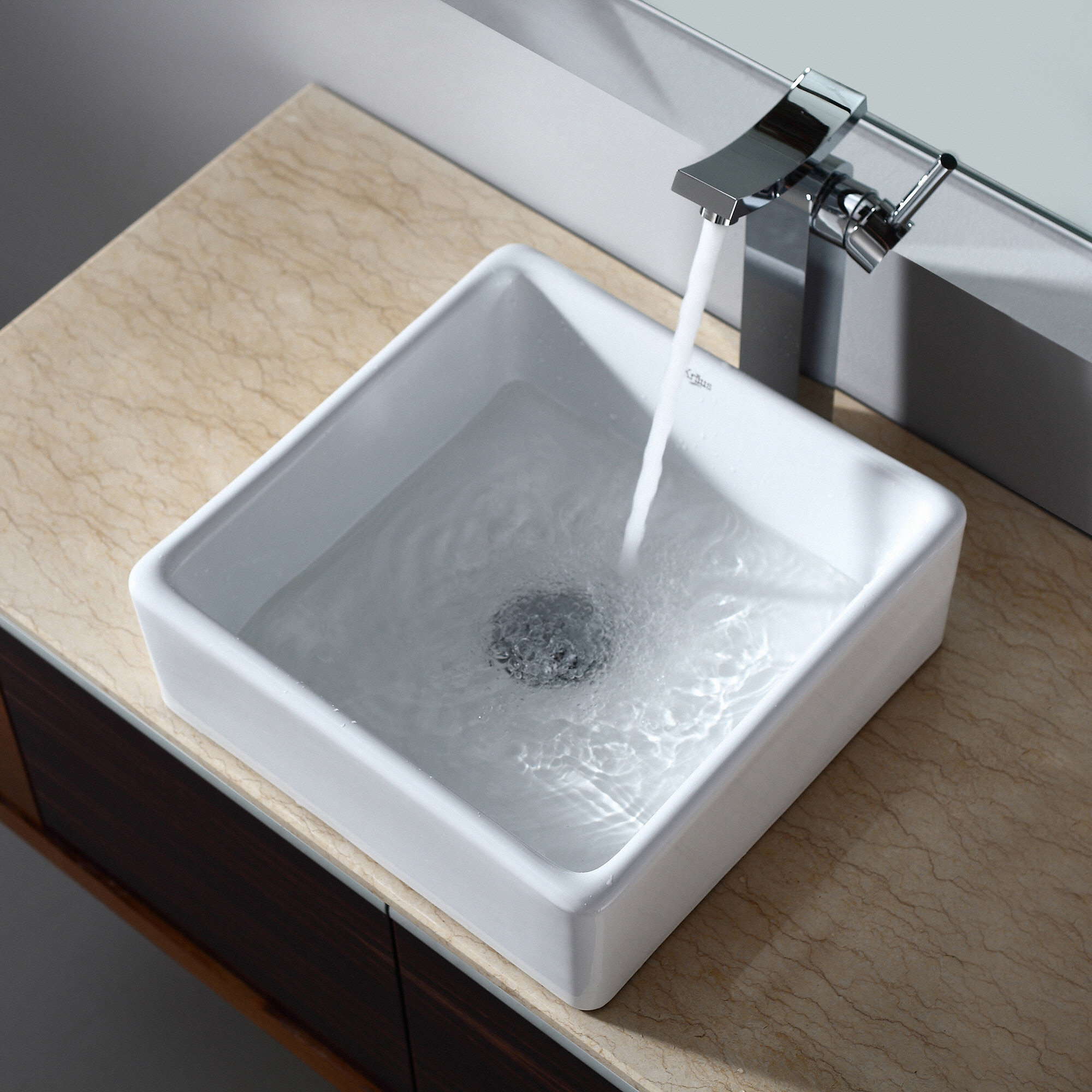 Kraus Ceramic Square Vessel Bathroom Sink & Reviews Wayfair